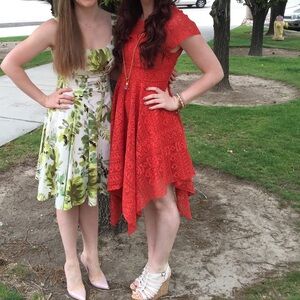 Red/orangey anthropology dress